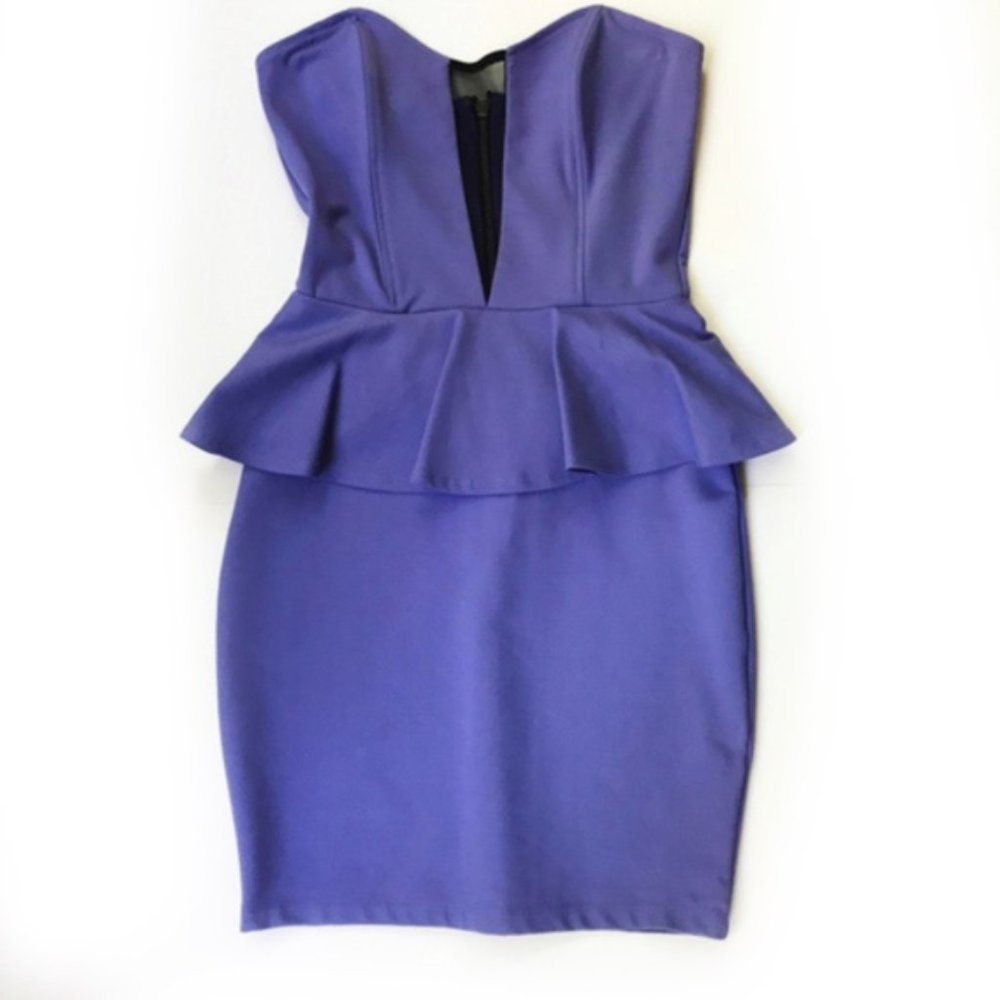 Arden B Lavender Strapless Peplum Dress size S